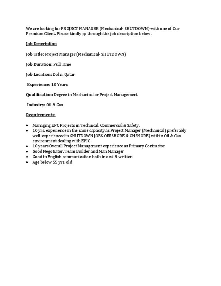 Commercial Manager Job Description Oil And Gas Job Retro