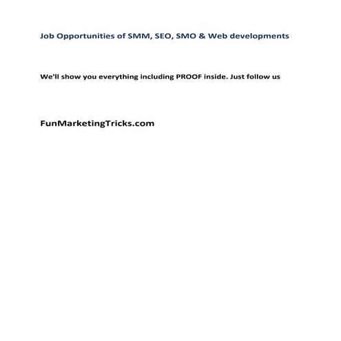 Job Opportunities SMM SEO 