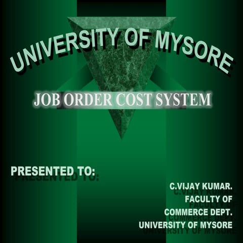 Job order cost system