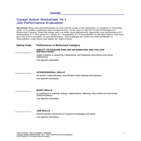 Job Perfomance Evaluation