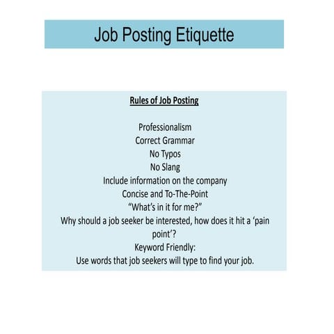 Job posting etiquette