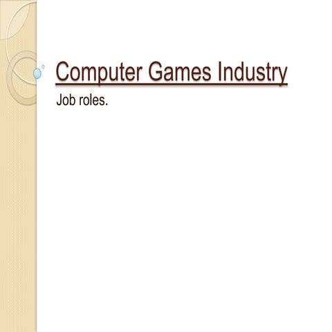 Job roles in the gaming industry irene