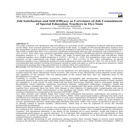 Job satisfaction and self efficacy as correlates of job commitment