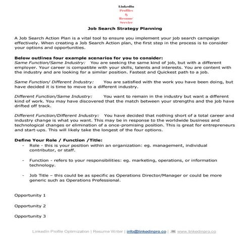 Job Search Action Plan 2020