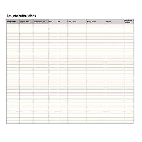 Work related job application log | DOCX