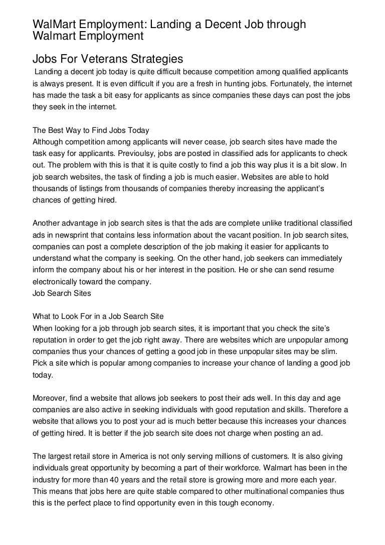 WalMart Employment Landing a Decent Job through Walmart Employment