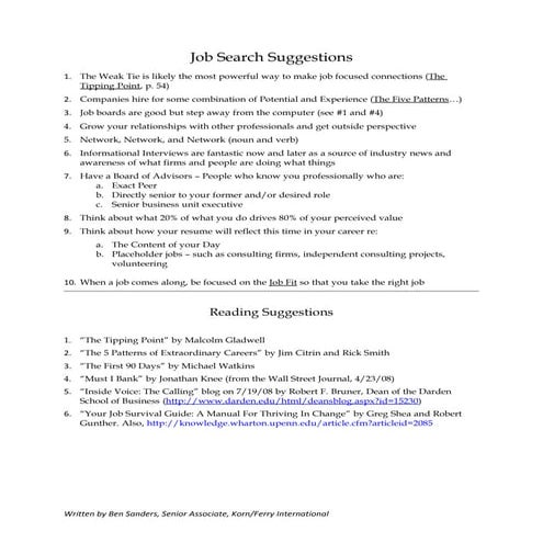 Job Search Suggestions | DOC