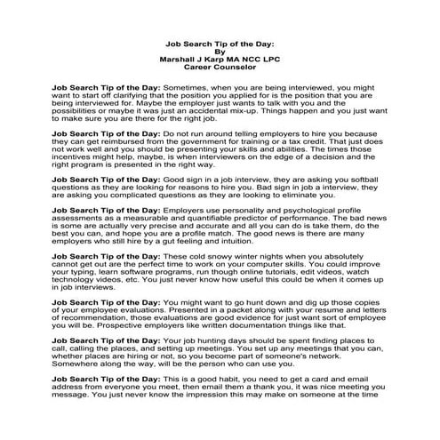 Job Search Tip of The Day