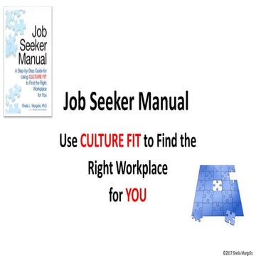 Job Seeker Manual: Using CULTURE FIT to find the right workplace for you