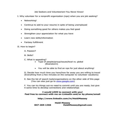 Job Seekers And Volunteerism