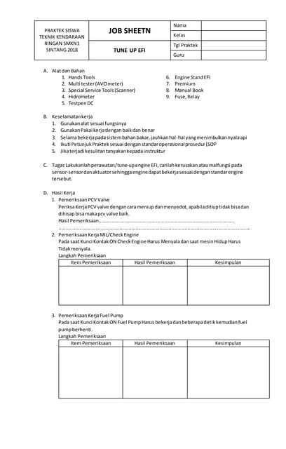 Job Sheet Efi