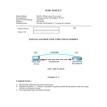 Jobsheet Instalasi Cisco Router 1700 series