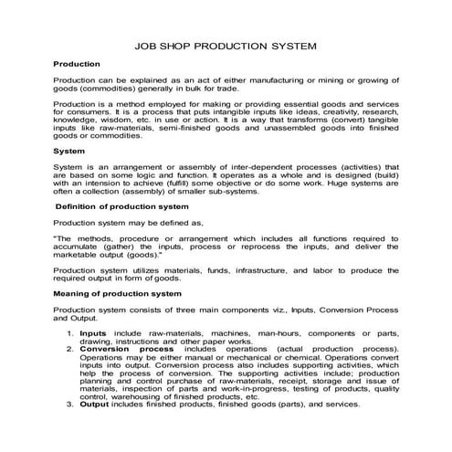 Job shop production system final