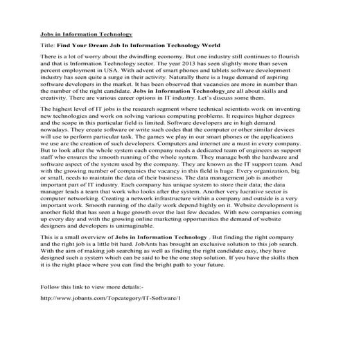 Jobs in information technology 