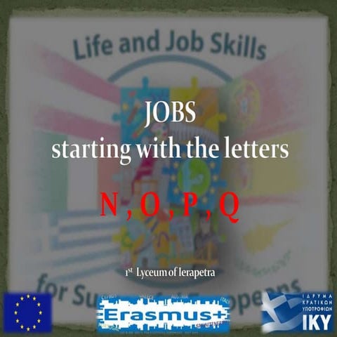 Jobs starting with the letters n o p q  