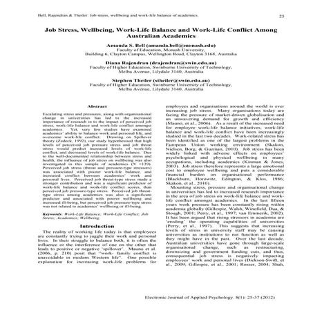 Job Stress, Wellbeing, Work-Life Balance and Work-Life Conflict Among ...