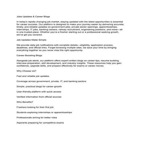 Update latest Jobs career opportunities | PDF