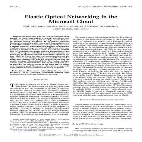 Journal on Optical Comm Networks (2016): Elastic Optical Networking in the Mi...