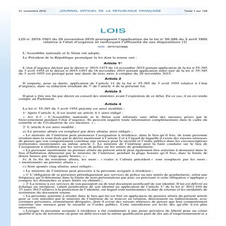 Loi prolongeant l'état d'urgence