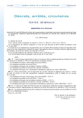Représentativité syndicale dans la CC de la métallurgie de la Moselle