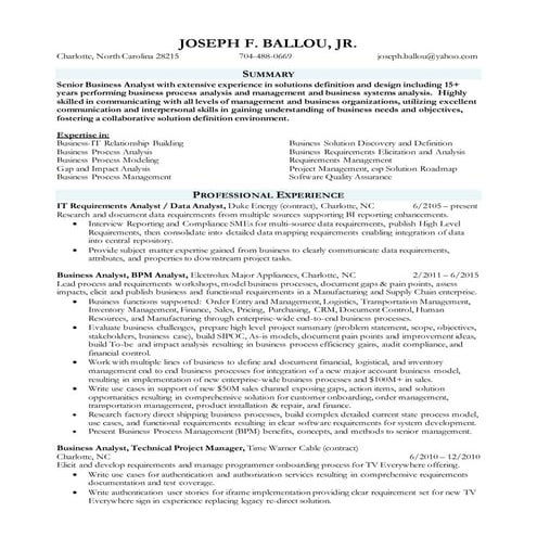 Joe Ballou Resume