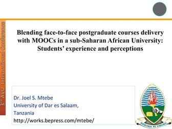 Blending face-to-face postgraduate courses delivery with MOOCs in a sub-Sahar...