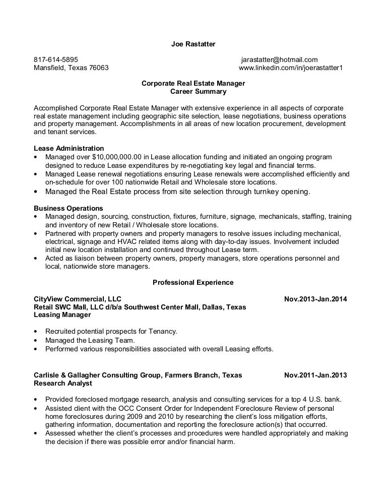 Real estate development director resume