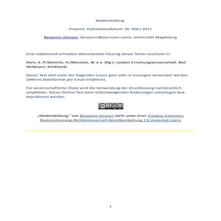 Jörissen, B. (2011). Medienbildung.