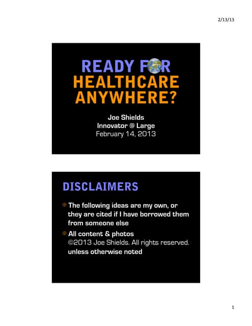 Ready for Healthcare Anywhere? - BDI 2/14/13 Mobile Healthcare Communications...