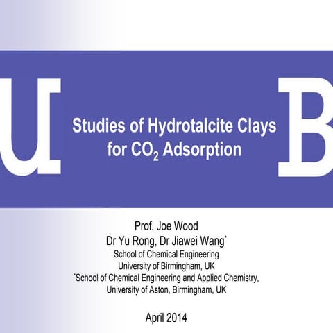 Studies of Hydrotalcite Clays for CO2 Adsorption - Professor Joe Wood at the ...
