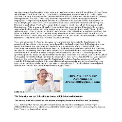 Joey is a young- hard working white male who has just gotten a new job.docx