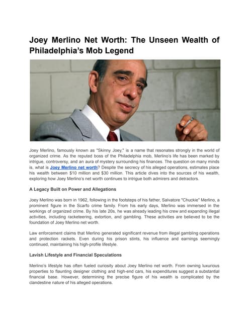 Unveiling the Mystique of Joey Merlino's Net Worth
