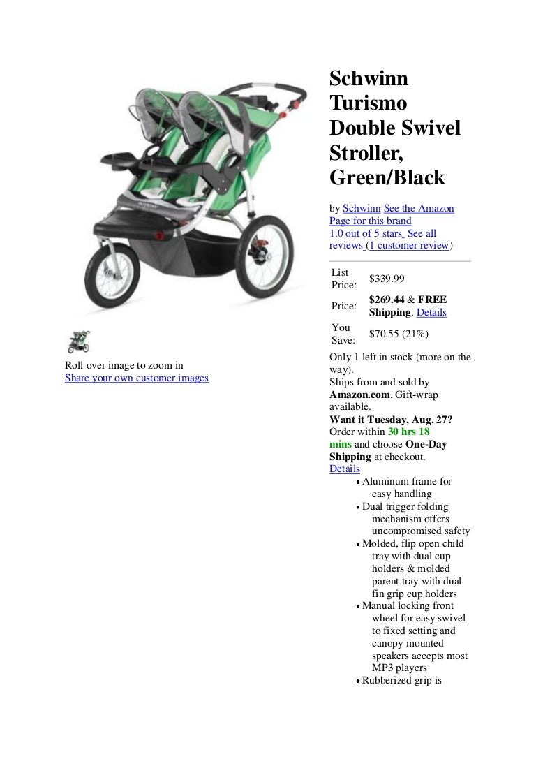 schwinn turismo double swivel stroller