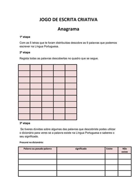 Jogo de escrita criativa