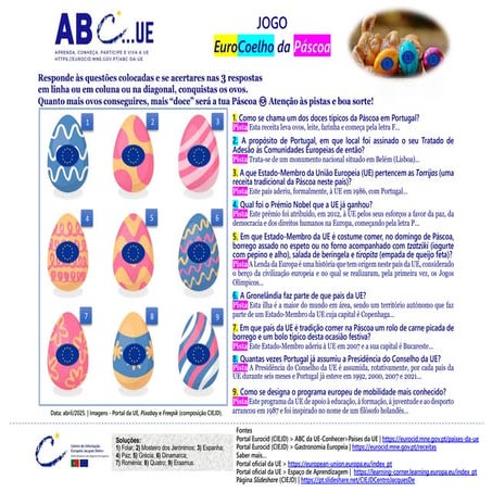 Jogo | EuroCoelho da Páscoa - perguntas sobre a UE e a Páscoa