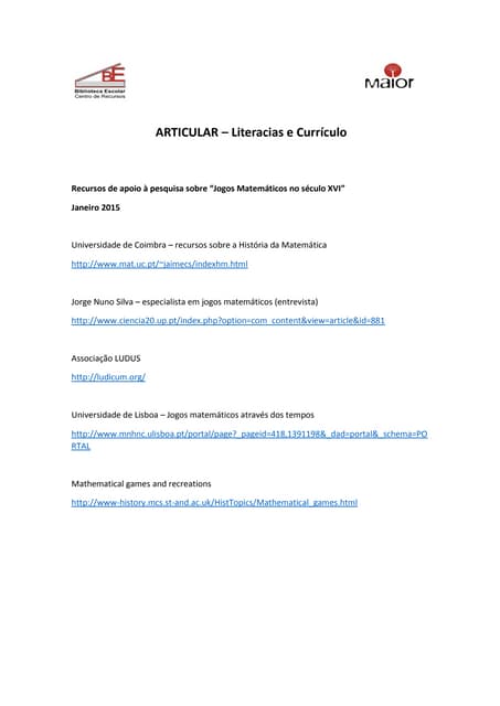 Jogos Matemáticos: recursos