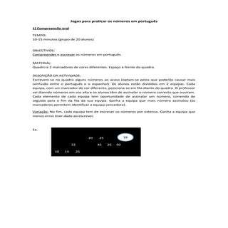 Jogos para praticar os números em p...