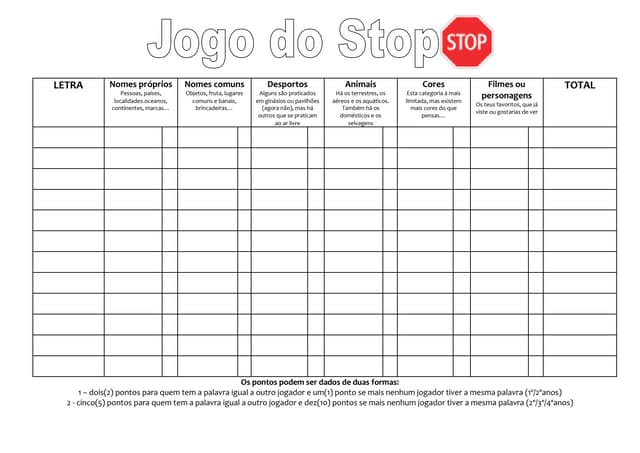 Jogo stop | PDF