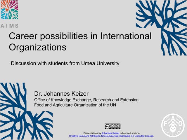 Career possibilities in International Organizations: Discussion with students...