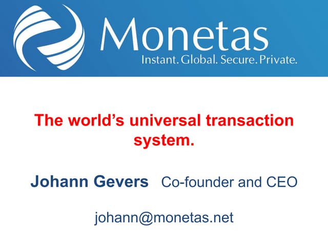 Johann Gevers: Monetas - The world'...
