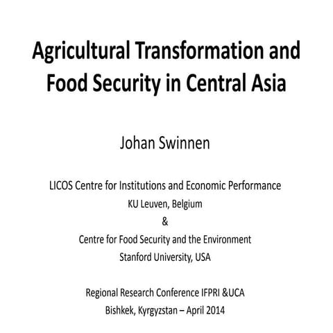 Agricultural Transformation and Food Security in Central Asia