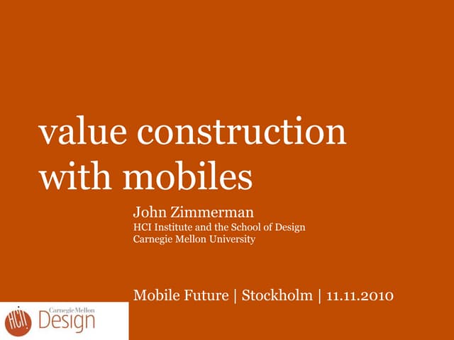 John Zimmerman, Human Computer Interaction Institute