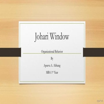 Johari Window - Organisational Behaviour