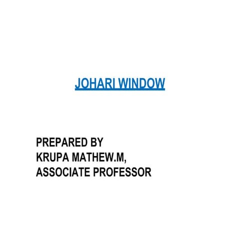 Johari window, HUMAN RELATION