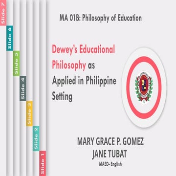 JOHN-DEWEY philosophy of education applied in Philippine Setting .pptx