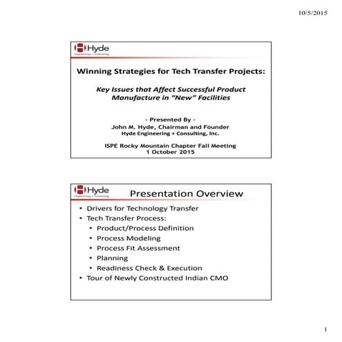 Winning Strategies for Tech Transfer Projects