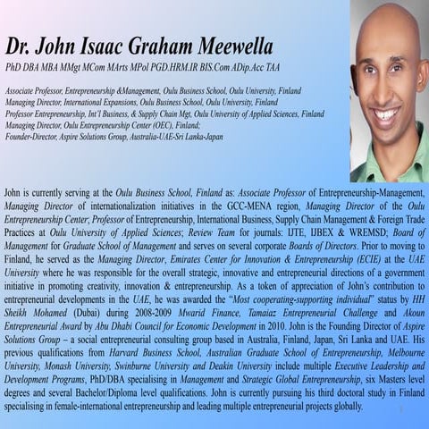 Dr. John Meewella, Starttaamo 23.4.2012