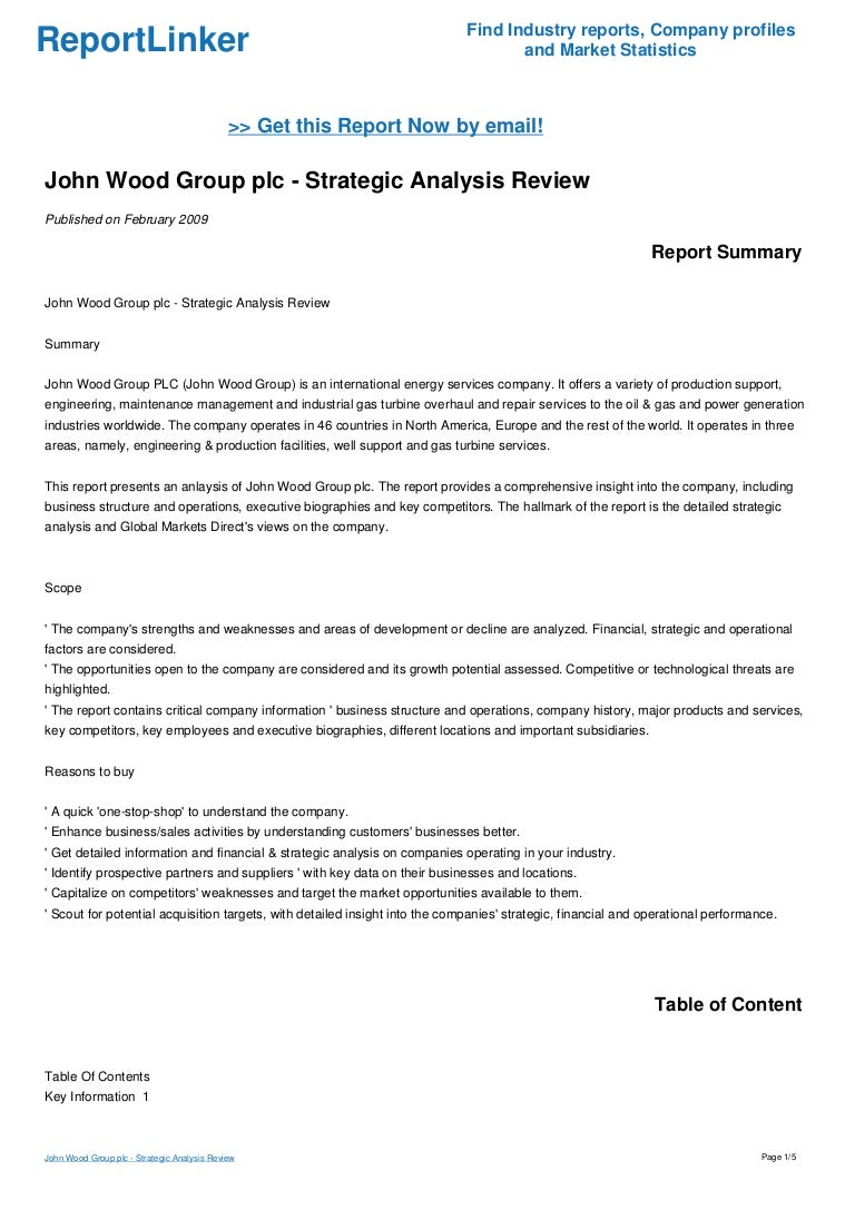 John Wood Group plc Strategic Analysis Review