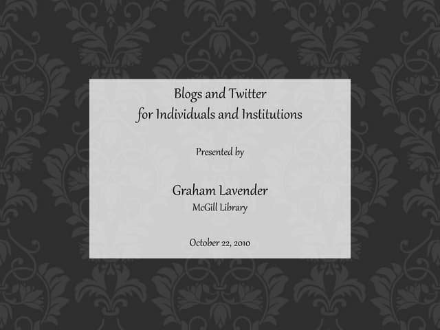 Graham Lavender on blogs and Twitter at John Abbott 2010