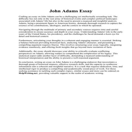 John Adams Essay. John adams research paper. John Adams Essay Examples ...
